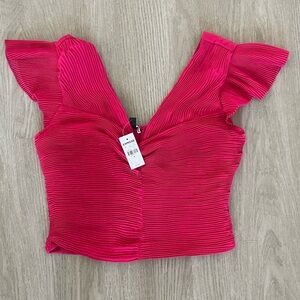 Express Fuchsia Ribbed Crop Top